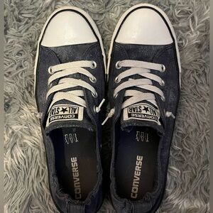 Converse women’s size 10 (men’s size8). Navy blue shimmer